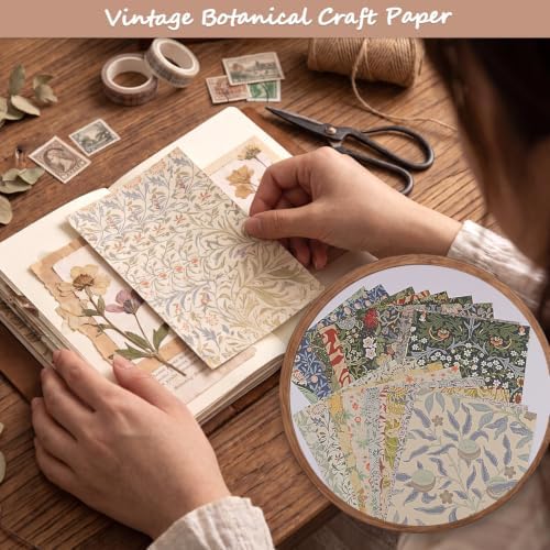 Scrapbook Paper Pack Vintage Floral Decorative Craft Paper for Junk Journal Card Making Collage Decoupage Gift Wrap DIY Album Papers Crafts - Image 6