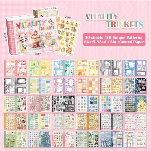 Japanese Sticker Book for Scrapbooking,Kawaii Pets Stickers for Journaling - Image 2