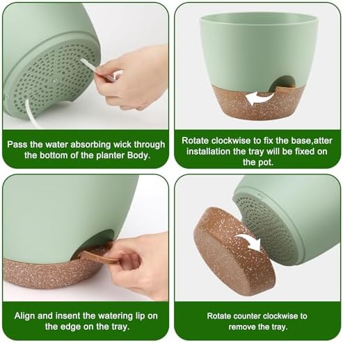 QRRICA 7/7.5/8/9/10 Inch Self Watering Pots for Indoor/Outdoor Plants - Image 2