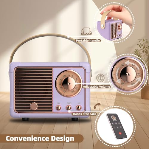 Vintage Bluetooth Speaker Gifts for Women Teen Girl Gifts Purple - Image 4