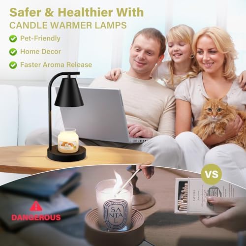 Hong-in Candle Warmer Lamp with Timer & Dimmer, Modern Home Decor,Black - Image 5