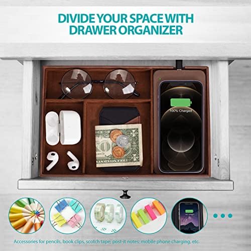 Valet Tray, Built in Wireless Charging Pad, Nightstand Organizer - Image 4