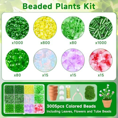 conglow DIY Beaded Flower Kit for Adults Make 3D Crystal Flower Pots - Image 2
