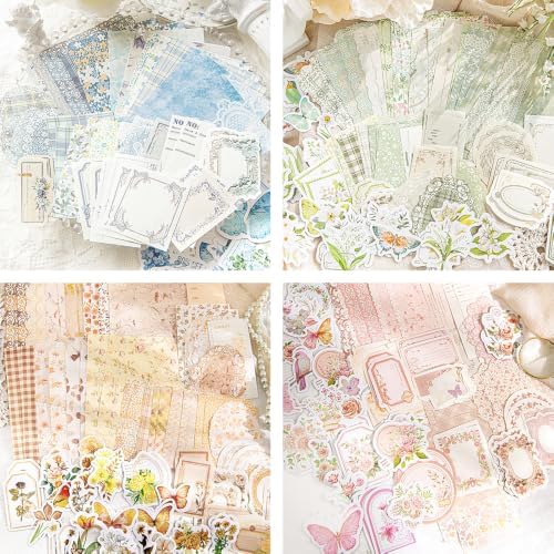 420Pcs Vintage Floral Scrapbook Supplies Kit, Retro Flower Scrapbook Paper Junk Journal Stickers Set, DIY Craft Accessories for Bullet Journal Planner Collage Card Making - Image 4