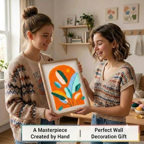 Craftdiam Punch Needle Kit for Adults Beginners, Complete DIY Punch Needle Embroidery Starter Kit with Pre-Printed Pattern, Yarn and Tools, Handmade Wall Art Craft Gift(Orange Color) - Image 6