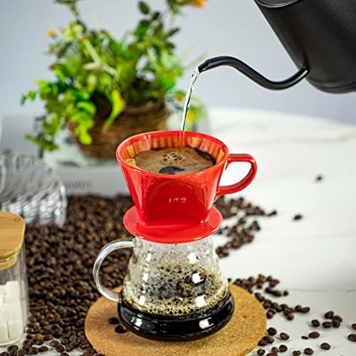 Pour Over Ceramic, Coffee Dripper Ceramic Coffee Maker,Red - Image 2