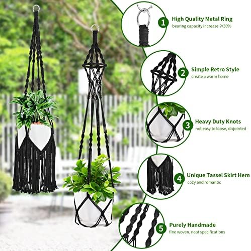 SFENNGPET Macrame Plant Hangers, 6Pack Hanging Planters for Indoor Plants - Image 2
