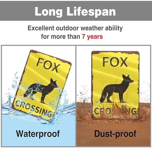 Metal Signs Fox Crossing Vintage Tin Sign for Home Bar Living Room Garden Yard Outdoor Wall Decor 12x8 Inch - Image 3