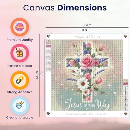Jesus Flower Cross Diamond Art Kit 5D Full Round Drill DIY Wall Decor 12x12 - Image 4