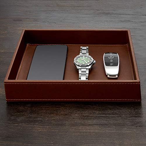 GALLAWAY Leather Valet Tray for Men - Nightstand Organizer EDC Tray for Wallet and Keys - Bedside Dresser Catch All Dump Key Bowl for Entryway Table, Dark Brown - Image 5