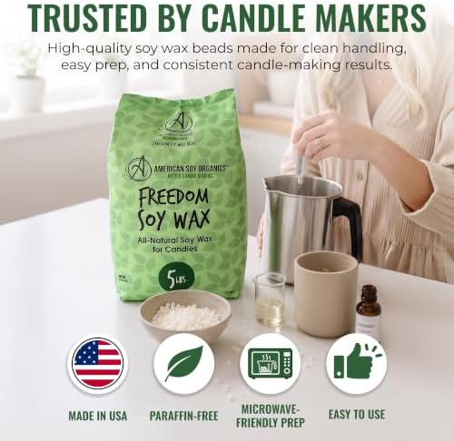 American Soy Organics Freedom Soy Wax Beads, All-Natural Candle Wax, 5 lbs - Image 6