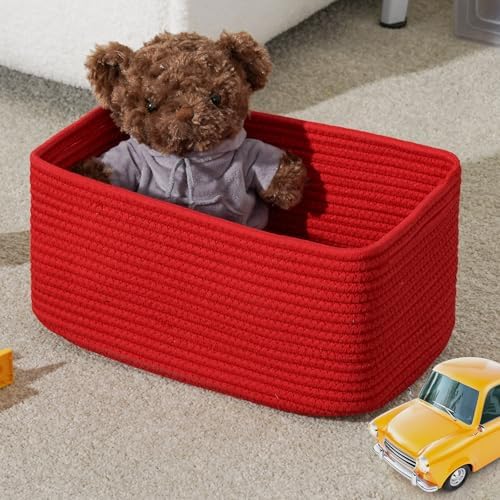 3 Pack Small Storage Baskets for Organizing, 11.8×7.8×5.1", Christmas Red - Image 6