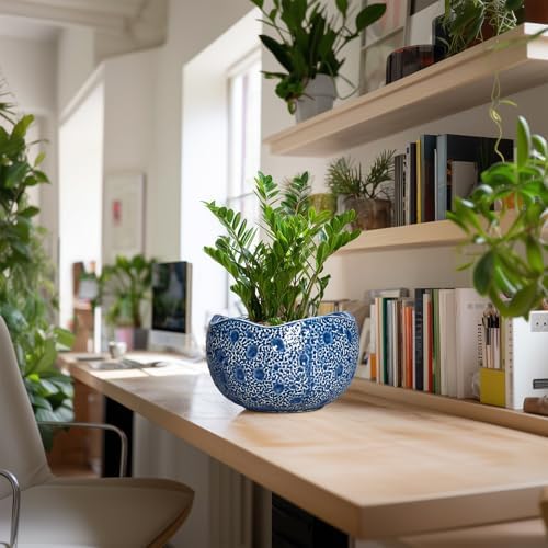 10 Inch Plant Pot, Ceramic Pots for Plants Indoor, Blue - Image 5