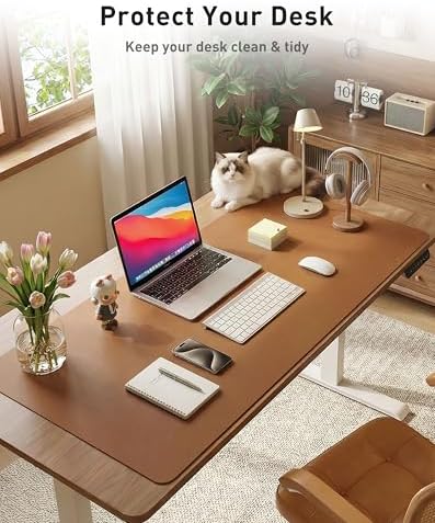 Aothia Faux Leather Desk Mat - Large Mouse Pad, Non-Slip PU Leather Blotter, Waterproof Writing Surface for Office and Home (Brown, 40" x 24") - Image 3