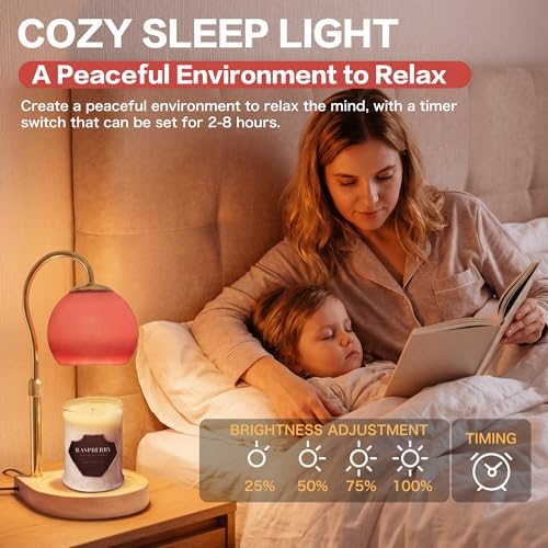 Candle Warmer Lamp with Timer 2H/4H/8H, Adjustable Height, Red - Image 6