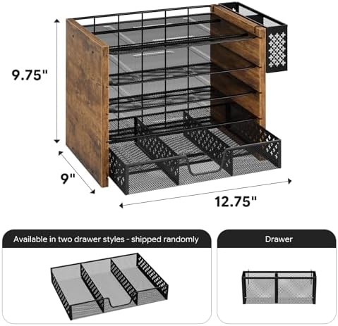 Simple Trending Wood Desk Organizer, 5-Tier File Organizer, Rustic Brown - Image 3