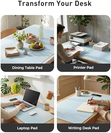 Aothia Faux Leather Desk Mat - Large Mouse Pad, Non-Slip PU Leather Blotter, Waterproof Writing Surface for Office and Home (Baby Blue, 40" x 24") - Image 6