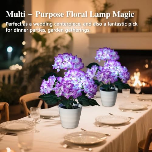 Purple Hydrangea Flower Table Lamp Decor Gifts for Women Birthday - Image 2