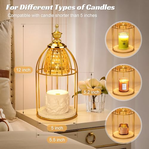 Electric Candle Warmer Lamp in Vintage Birdcage Design with Timer & Dimmer - Image 4