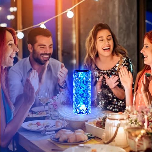 VoMii Crystal Lamp Touch, RGB 16 Colors Changing Night Light with Remote, Crystal Table Lamp Bedside Lamp, Rose Wave Diamond Night Light, Ambient Lighting for Bedroom/Game Room/Dinning Room - Image 6