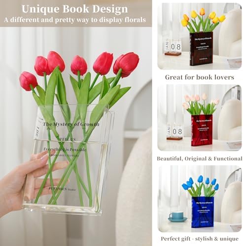 Puransen Clear Bookend Vase for Centerpiece Home Indoor Desk Decor - Image 3