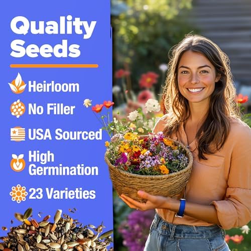 HOME GROWN Premium Wildflower Seeds Bulk Mix | 134,000+ Non-GMO USA Native Flower Seed for Planting Outdoors | 23 Perennial & Annual Varieties for Butterfly Garden | 3 oz - Image 2