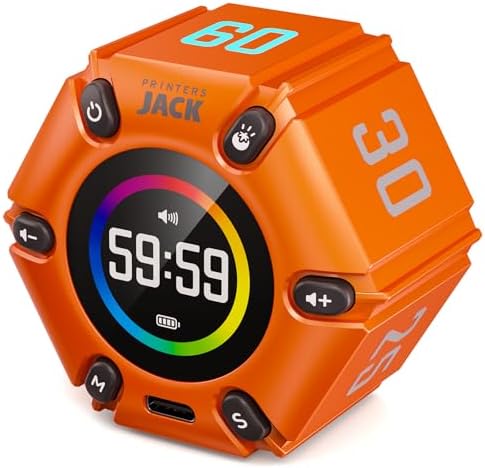 Pomodoro Timer 3/5/10/25/30/60min Preset, Mute & Vibration & Sound Alarm by PrintersJack
