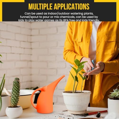KP KOOL PRODUCTS 1/2 Gallon Watering Can - Small Indoor/Outdoor Plastic Waterer - Orange - 1 Pack - Image 3