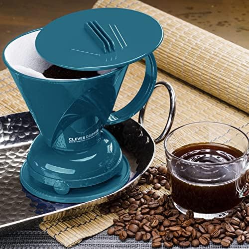 Clever Coffee Dripper | Large 18 oz | Peacock Blue | BPA-Free | 100 Filters - Image 5