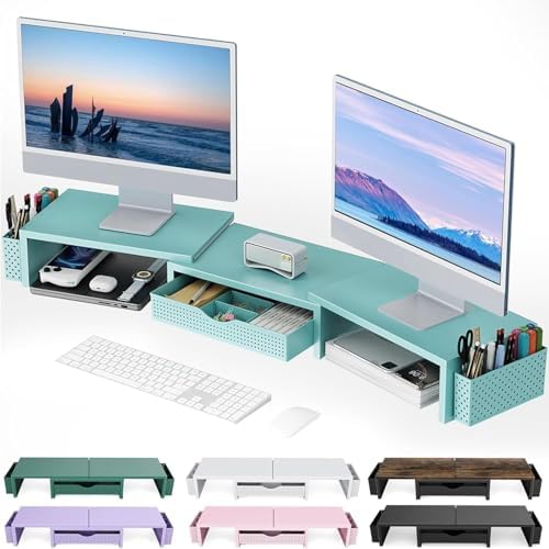 gianotter Dual Monitor Stand Riser With Drawer and 2 Pen Holders by gianotter