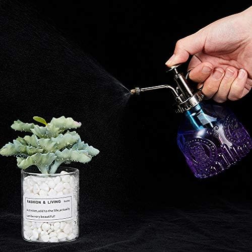 Glass Plant Mister Spray Bottle, Vintage Plant Spritzer, Succulent Watering Bottle with Top Pump, Small Plant Sprayer Mister Watering Can for Indoor Outdoor Houseplant - Blue Purple Gradient - Image 4