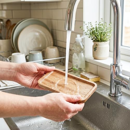 Small Wooden Tray, 7.52 X 4.1 Inch Rectangular Acacia Wood Serving Tray for Coffee Tables, Dessert, Snack, Fruit, Bathroom Trays Charcuterie Board for Home Decor - Image 5