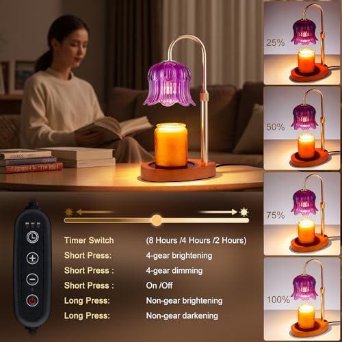 Candle Warmer Lamp Adjustable Timer Electric－Purple Flower-Shaped Wax lamp - Image 3