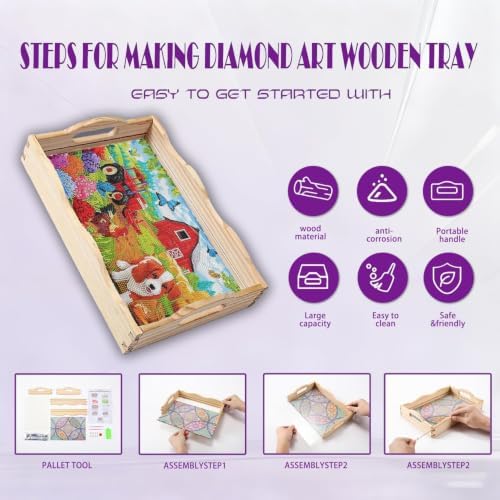 EWJRNSF Farm Diamond Art Tray Gift for Adults Craft Gift Decor 12.2×16.1 in - Image 3