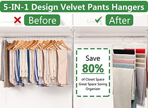 Pants Hangers Space Saving,Organization and Storage for Dorm Room Essentials for College Students Girls,Non-Slip Velvet Hangers,Multifunctional Pant Hanger Closet Organizer for Trousers Scarf-3 Pack - Image 2