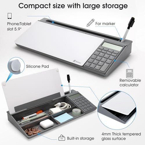 Varhomax Glass Desk Whiteboard with Calculator - Image 6