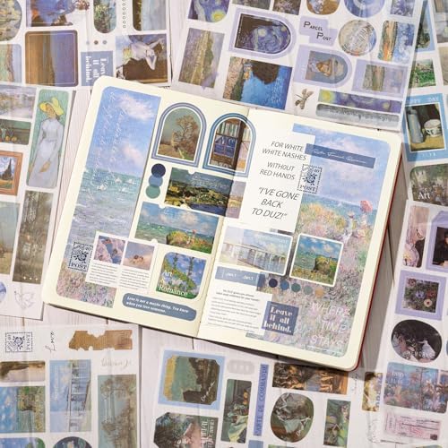 YagCu Vintage Journaling Stickers for Junk Journal, 487 Scrapbooking Sticker and 20 Ephemera Papers for Adults, Washi Materials with Art Famous Paintings - Image 2
