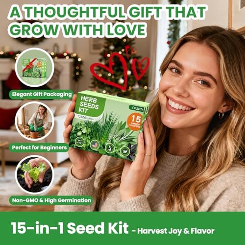Herb Garden Starter Kit – Fruivity 12800+ 15 in 1 Herb Heirloom Seed Kits for Indoor/Outdoor Planting | Herb Indoor Garden Kit Starter - Complete Herb Garden Starter Set with Gift Packaging for Family - Image 4