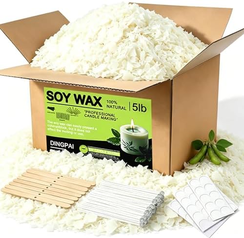 DINGPAI Natural Soy Wax for Candle Making, 5lb Organic Soy Wax Flakes by DINGPAI