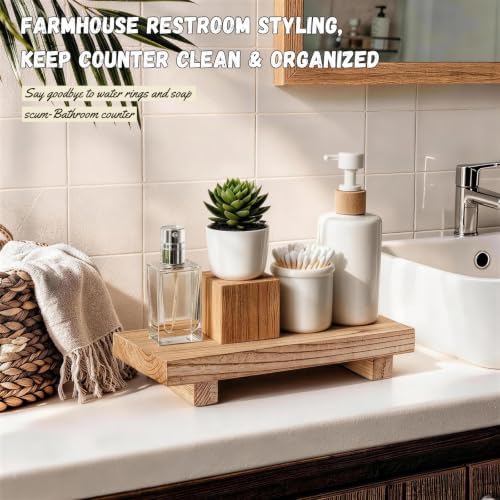 Brown Wood Tray 8.6x3.6,Farmhouse/Boho Home Decor for Kitchen,Bathroom - Image 4