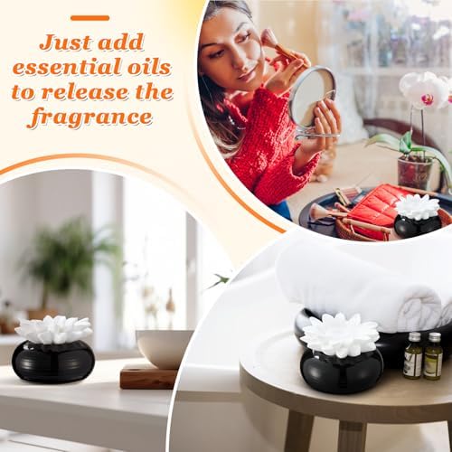 Honeydak 1 Pcs Ceramic Essential Oil Diffuser, Non Electric,Daisy Flowers - Image 4