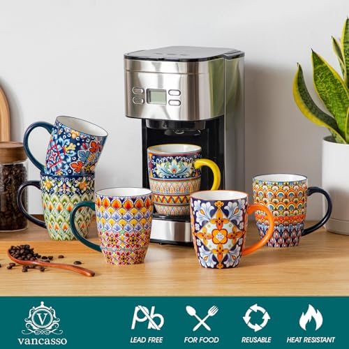 vancasso SIMI 16 oz Large Coffee Mugs Set of 6, Ceramic Cups with Handle - Image 3
