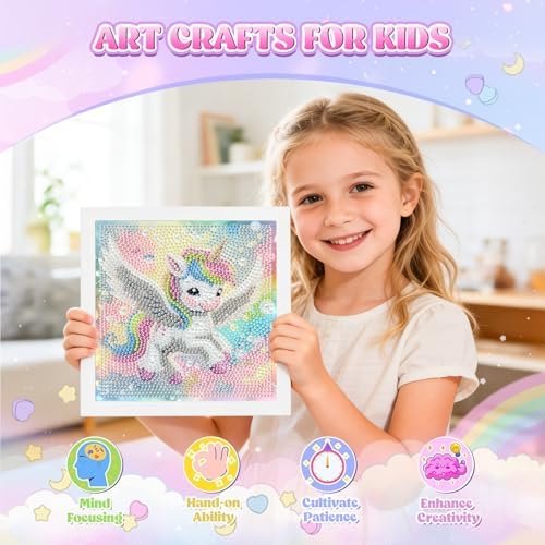 GHHKUD Unicorn Diamond Art Painting Kits for Adults with Frame, Diamond Art Animals Crafts for Ages 4-6-8-12, Easy to DIY Gem Painting Gifts Home Wall Decor 15x15cm (Beautiful Packages) - Image 5