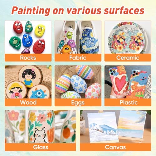 8 Pack Mini Acrylic Paint Set, 12 Colors Acrylic Paint Strips with 16 Brushes, Washable Paint for Kids & Adults Craft, 112 PCS Painting kit for Easter Eggs, Birthday, Party Favor, Classroom Art Gifts - Image 6