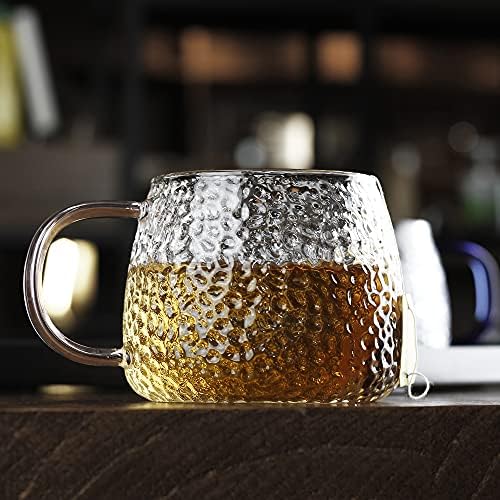 LUXU Hammered Tea Cups,Glass Coffee Mugs,15 oz,Set of 6 - Image 4