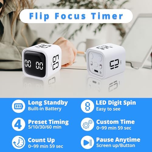 LUCKY TIME Rotating Productivity Timer 5/10/30/60min, Flip Timer, ADHD Tool - Image 3