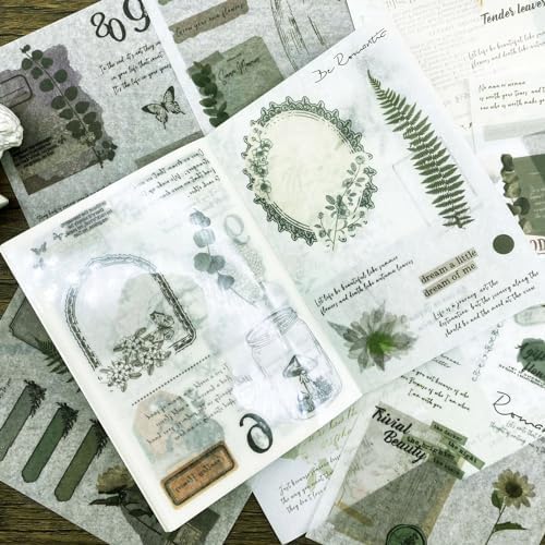 Vintage Washi Stickers for Journaling, 40 Sheets Ephemera Sticker Book for Adults 180pcs Aesthetic Botanical Scrapbook Stickers and 20 Sheets Adhesive Scrapbooking Paper for Junk Journal Supplies - Image 3