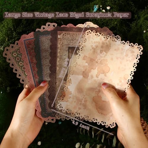 30 Sheets Lace Edged Vintage Scrapbook Paper, Assorted Set - 3 Pack Background Stationery Paper Ephemera for Junk Journaling Supplies, Scrapbooking, Collage, Letter Writing - Image 2