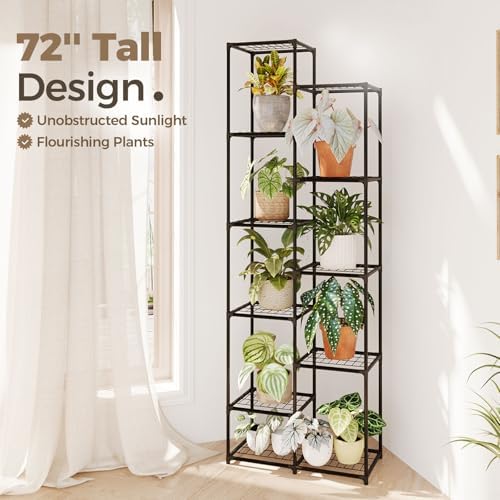 Bamworld Plant Stand Indoor Outdoor 11 Tier Tall Large Metal Plant Shelf - Image 3