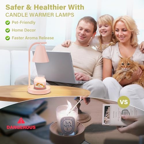 Pink Candle Warmer Lamp - with Timer & Dimmer, Cozy for Women Mom, Modern Home Decor House Warming Gifts Wax Melt Warmer for Scented Jar Candles - Image 4